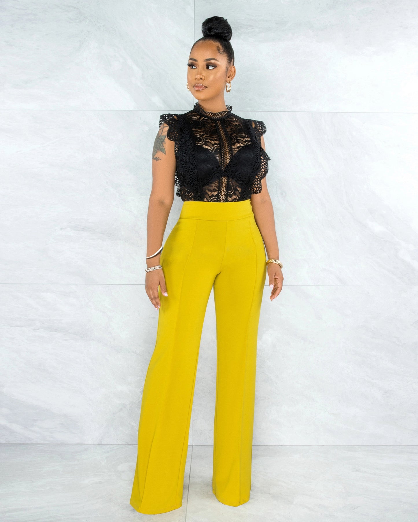 Sexy Back Zippered Wide Legs Pants