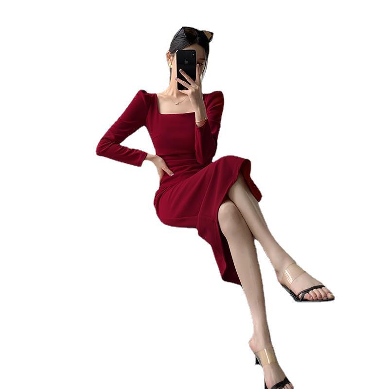 Sexy Square Neckline Long Sleeves Party Dresses