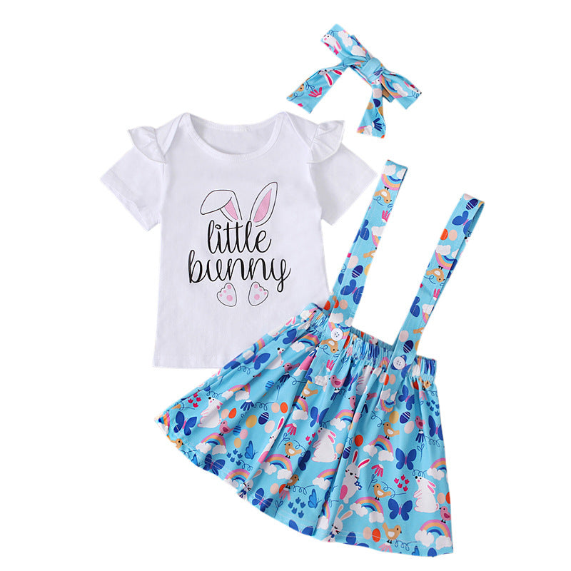 Easter Day Summer Girls Dresses Withe Letter&rabbit Design