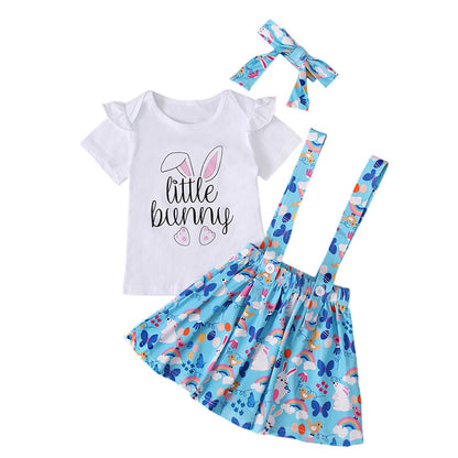 Easter Day Summer Girls Dresses Withe Letter&rabbit Design