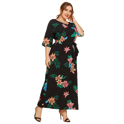 Women Round Neck Plus Sizes Summer Dresses