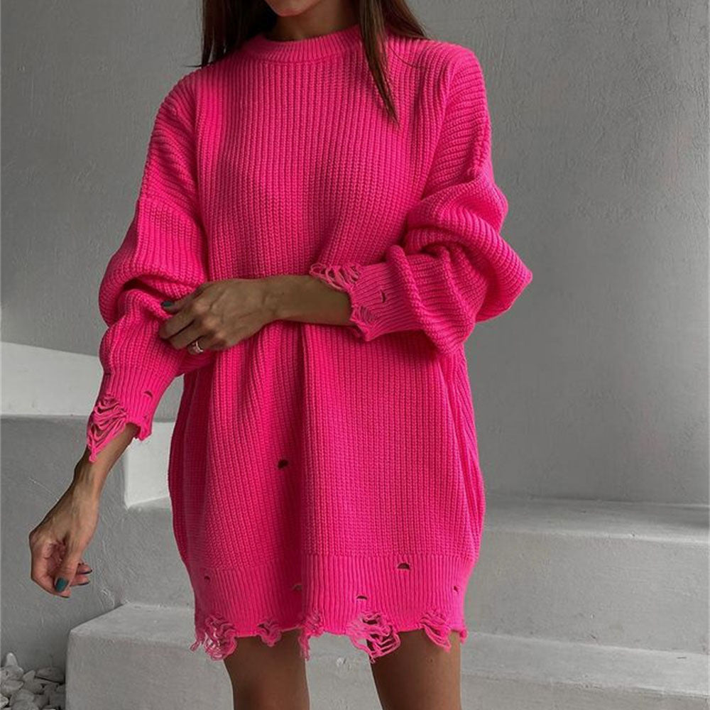 Women Plus Sizes Knitting Long Sweaters