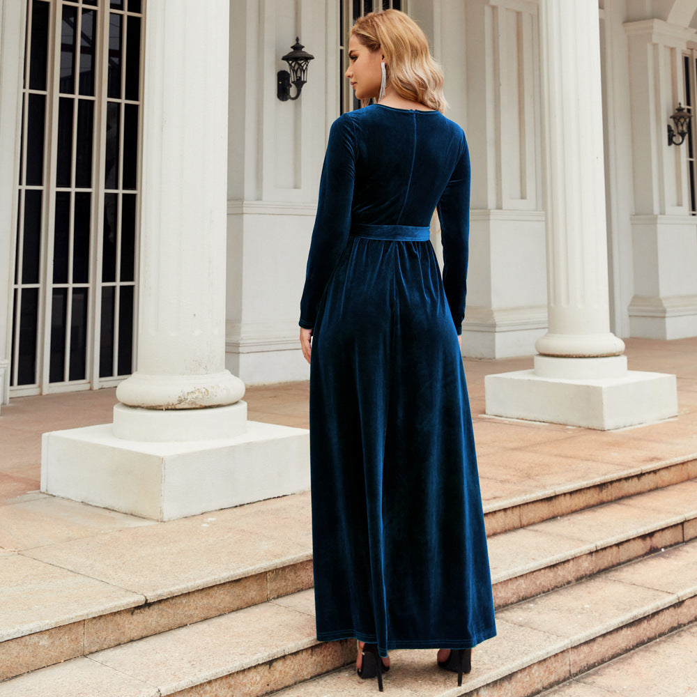 Elegant Velvet Long Sleeves Dresses