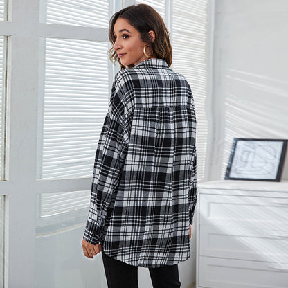 Casual Plaid Design Long Sleeves Shirts for Women
