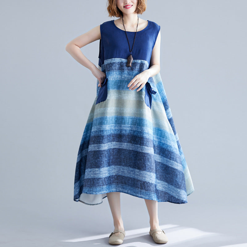 Blue Sleeveless Long Cozy Dresses