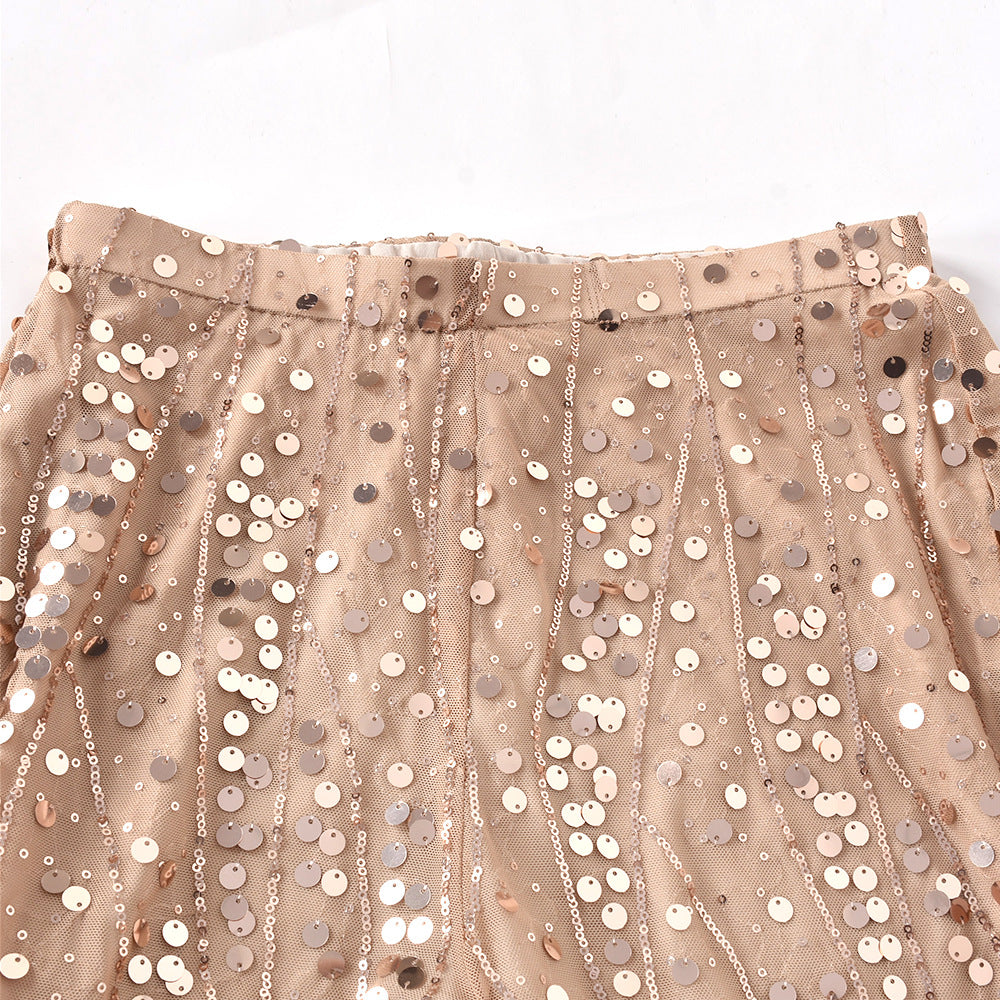 Gold Sequin Sexy Women Trumpet Pants