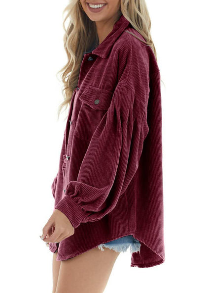 Casual Corduroy Long Sleeves Fall Shirts