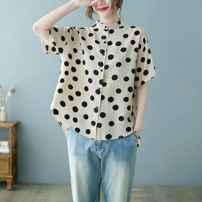 Summer Apricot Dot Women Shirts
