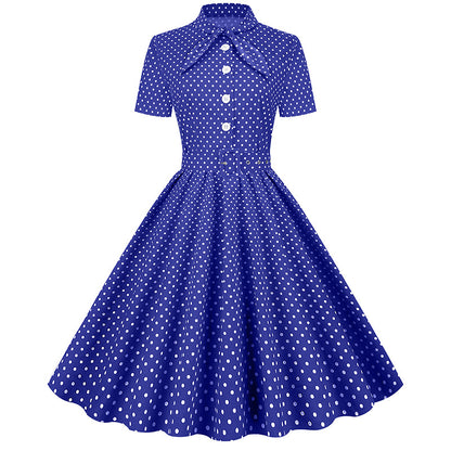 Vintage Polka Dot Short Sleeves Dresses