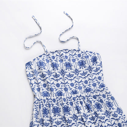 Vintage Blue Halter Summer Beach Dresses