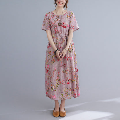 Ethinc Line Summer Half Sleeves Women Long Dresses