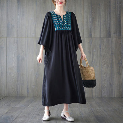 Vintage Embroidery Summer Plus Sizes Long Dresses