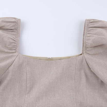 Lovely Linen Square Neckline Mini Dresses