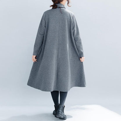 Vintage High Neck Women Winter Irregular Fall Dresses-STYLEGOING
