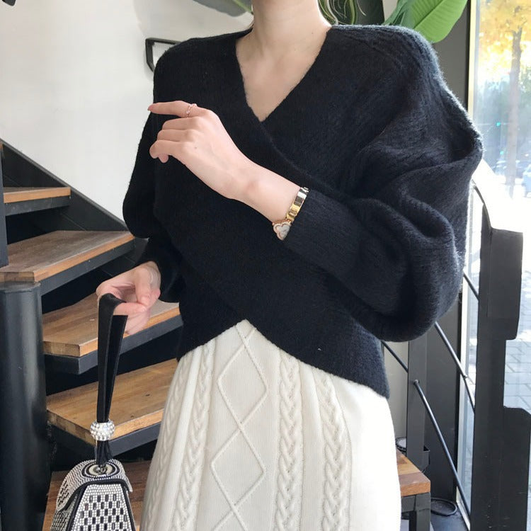Designed Knitting Crossed Women Knitted Sweaters
