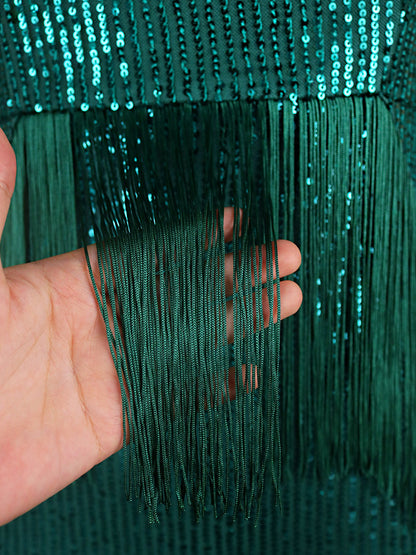 Green Tassels Design Irregular Party Dresses