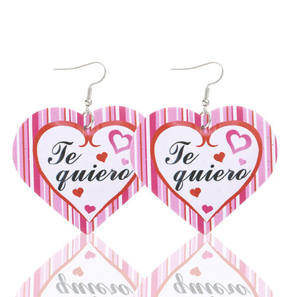 3pcs/Set Pu Leather Sweetheart Design Pink Earrings for Women