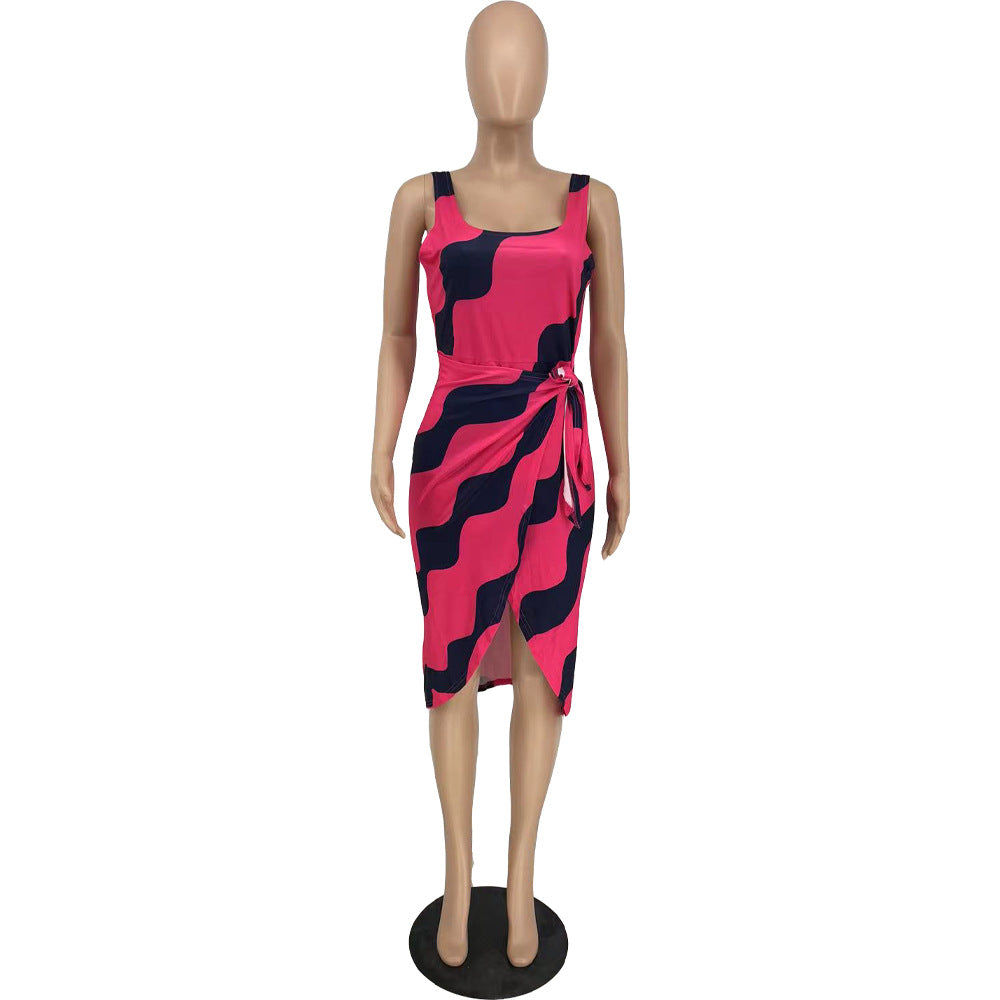 Sexy Unfixed Print Split Front Sexy Women Dresses