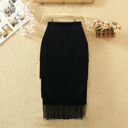 Sexy High Waist Tassels Plus Sizes Women Party Skirts