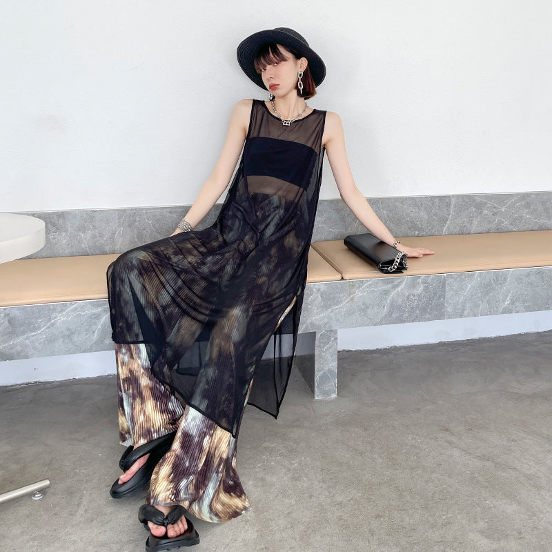 Black See Through Summer Sleeveless Vest Dresses