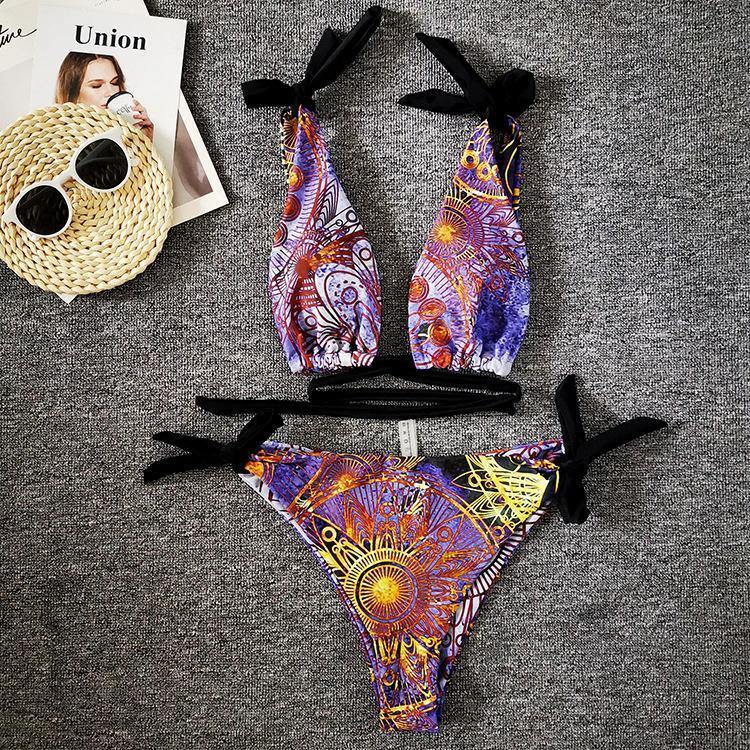 Vintage Floral Print Sexy Bikini Swimwear-STYLEGOING