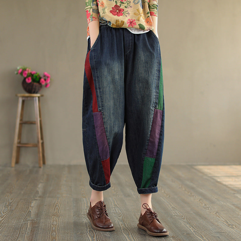 Vintage Denim Women Harem Pants