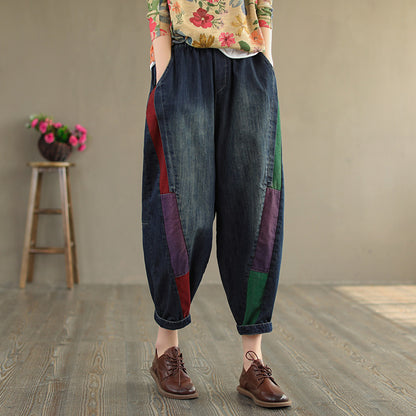 Vintage Denim Women Harem Pants