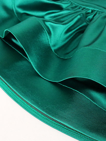 Designed One Shoulder Irregular Green Evening Party Dresses
