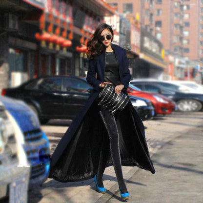 Women Winter Long Plus Size Trenchcoat-STYLEGOING