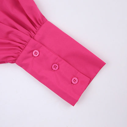 Vintage Long Sleeves Elastic Waist Short Dresses