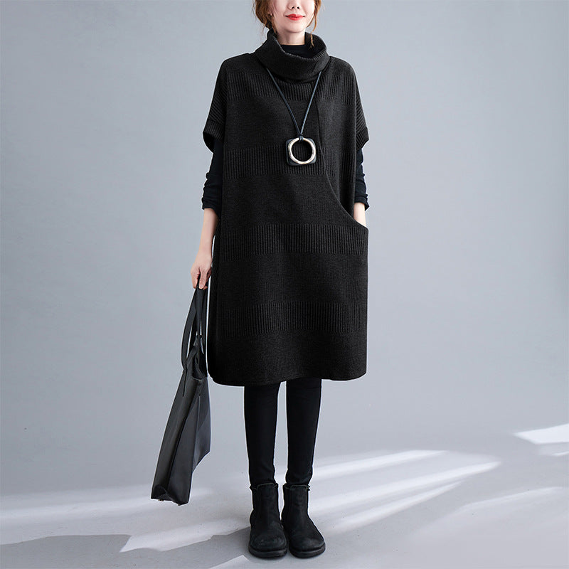Elegant Turtleneck Plus Sizes Loose Dresses