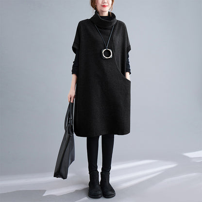 Elegant Turtleneck Plus Sizes Loose Dresses