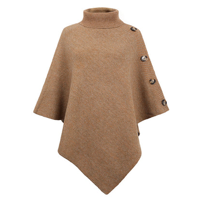 Winter High Neck Knitted Women Cape Coats