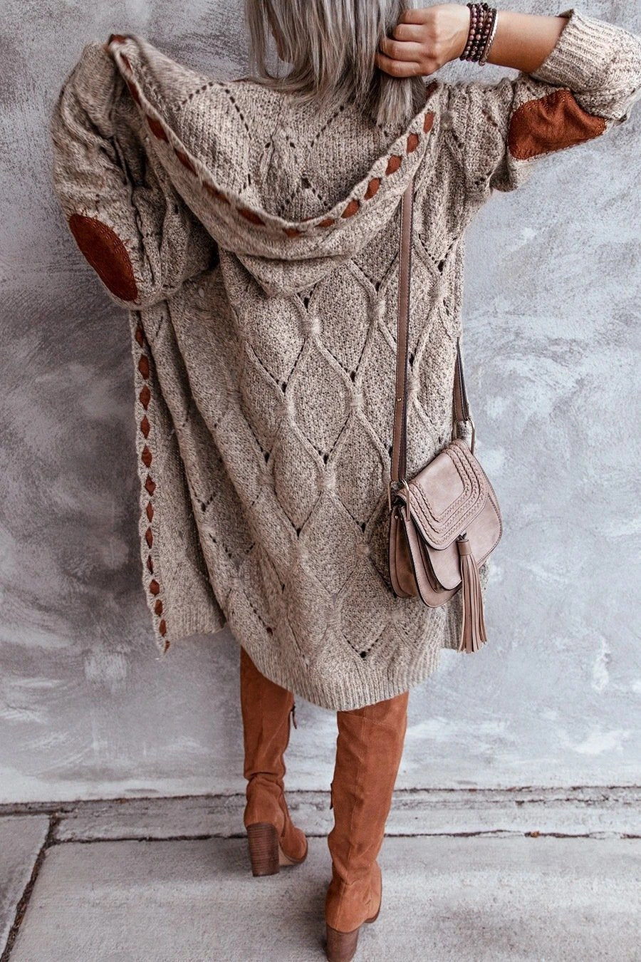 Women Knitting Long Sleeves Cardigan Sweaters-STYLEGOING