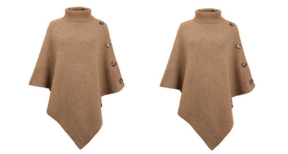 Winter High Neck Knitted Women Cape Coats