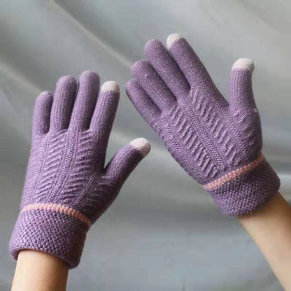 Winter Warm Velvet Knitted Gloves for Men and Women