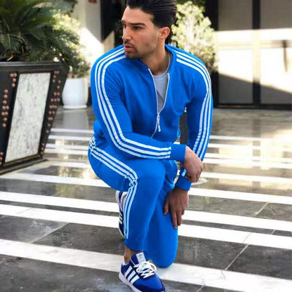 Fall Zipper Casual Men Cardigan Running Suits-STYLEGOING