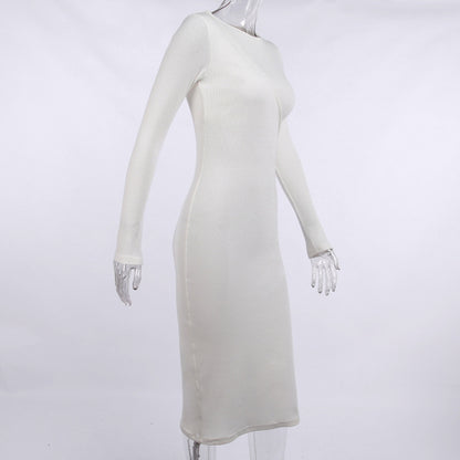 Sexy Asymmetry Women Long Sleeves Fall Slim Dresses