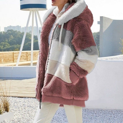 Winter Velvet Zipper Hoodies Overcoat for Women