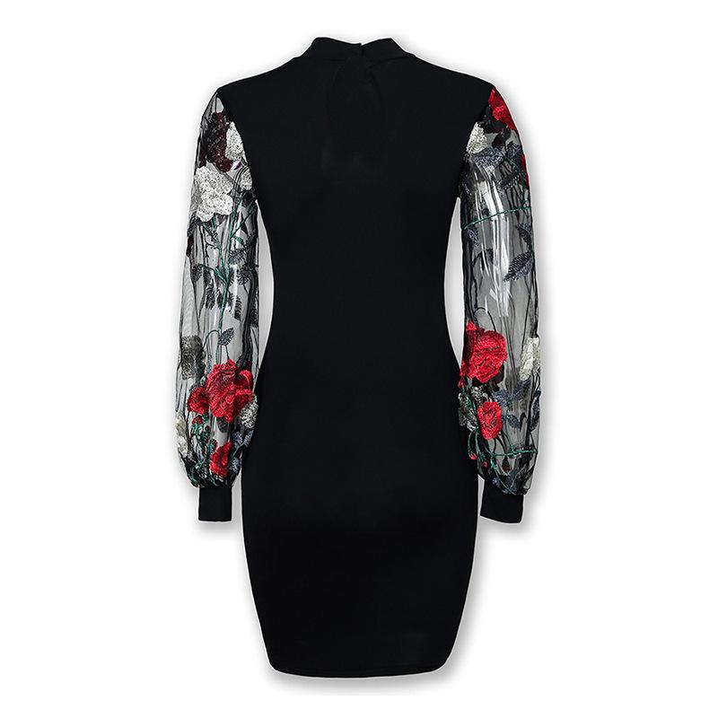 Black Sexy Lace Embroidery Tight Short Dresses