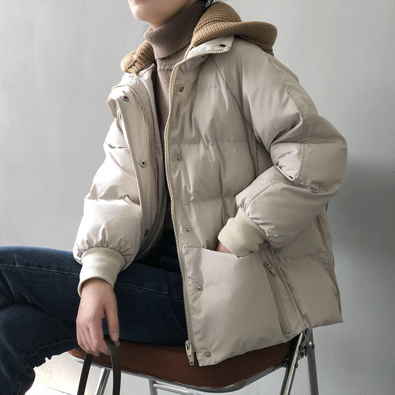 Winter Warm Short Cotton Coats with Knitting Hats