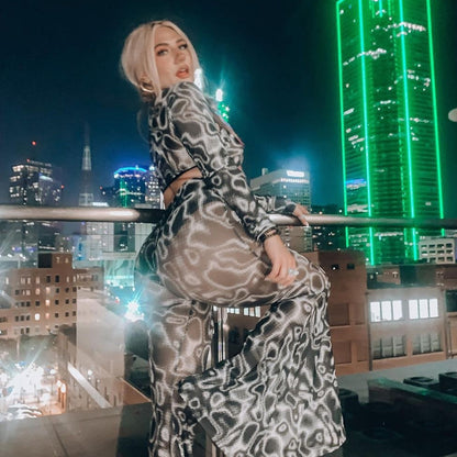 Sexy See Throught High Waist Trumpet Long Pants
