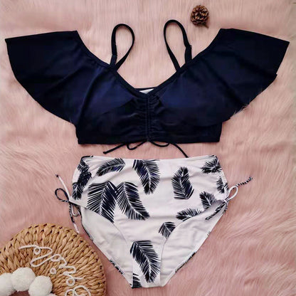 Women High Waist Off The Shoulder Plus Sizes Swimsuits