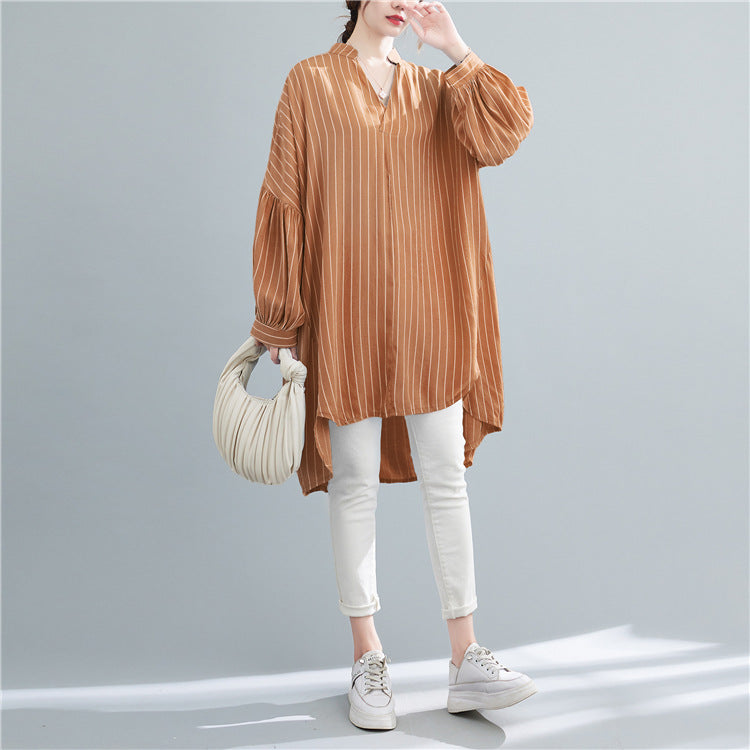 Designed Striped Long Shirts Dresses for Women