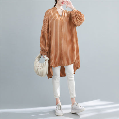 Designed Striped Long Shirts Dresses for Women
