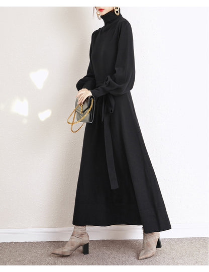 Elegant Turtleneck Woolen Fall Knitting Dresses