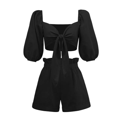 Casual Short Midriff Baring Tops and Shorts Sets for Women