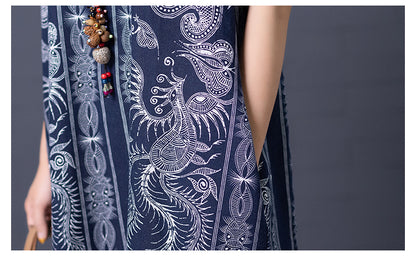 Vintage Linen Sleeveless Plus Sizes Women Long Dresses