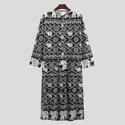 Ethnic Leisure Print Long Robes for Men