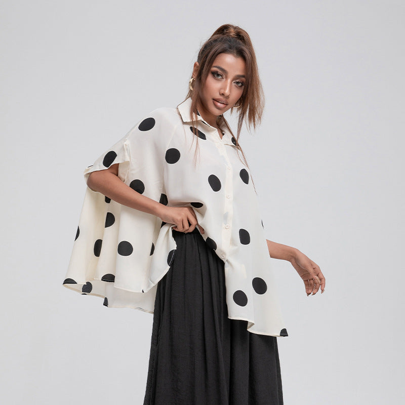 Women Polk Dot Summer Chiffon Shirts